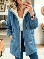 Women's Plush Sherpa Hooded Zip-Up Coat