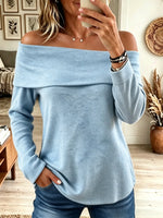 Women's Off-the-Shoulder Foldover Knit Sweater