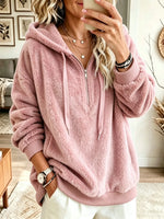 Women's Plush Fleece Half-Zip Oversized Hoodie
