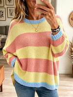 Women's Pastel Striped Knit Sweater