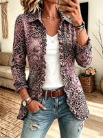 Women's Dusty Pink Leopard Ruffle Blazer Jacket