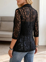 Vintage Elegant Patchwork Cut-out Lace Sheer Suit Jacket