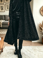 Women's Sequin Embellished Longline Kimono Duster