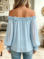 Women's Ruffled Off-the-Shoulder Chiffon Blouse