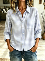 Retro Classic Plaid Pattern Art Casual Stylish Long Sleeve Lapel Cotton Shirt