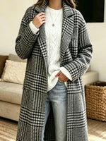 Retro Plaid Pattern Art Cozy Casual Stylish Long Sleeve Coat