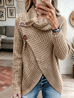 Vintage Elegant Asymmetrical High-neck Pullover Sweater