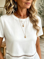 Women's Eyelet Lace Peplum T-Shirt