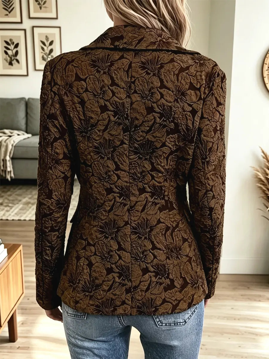Retro Floral Pattern Art Casual Stylish Long Sleeve Blazer Coat