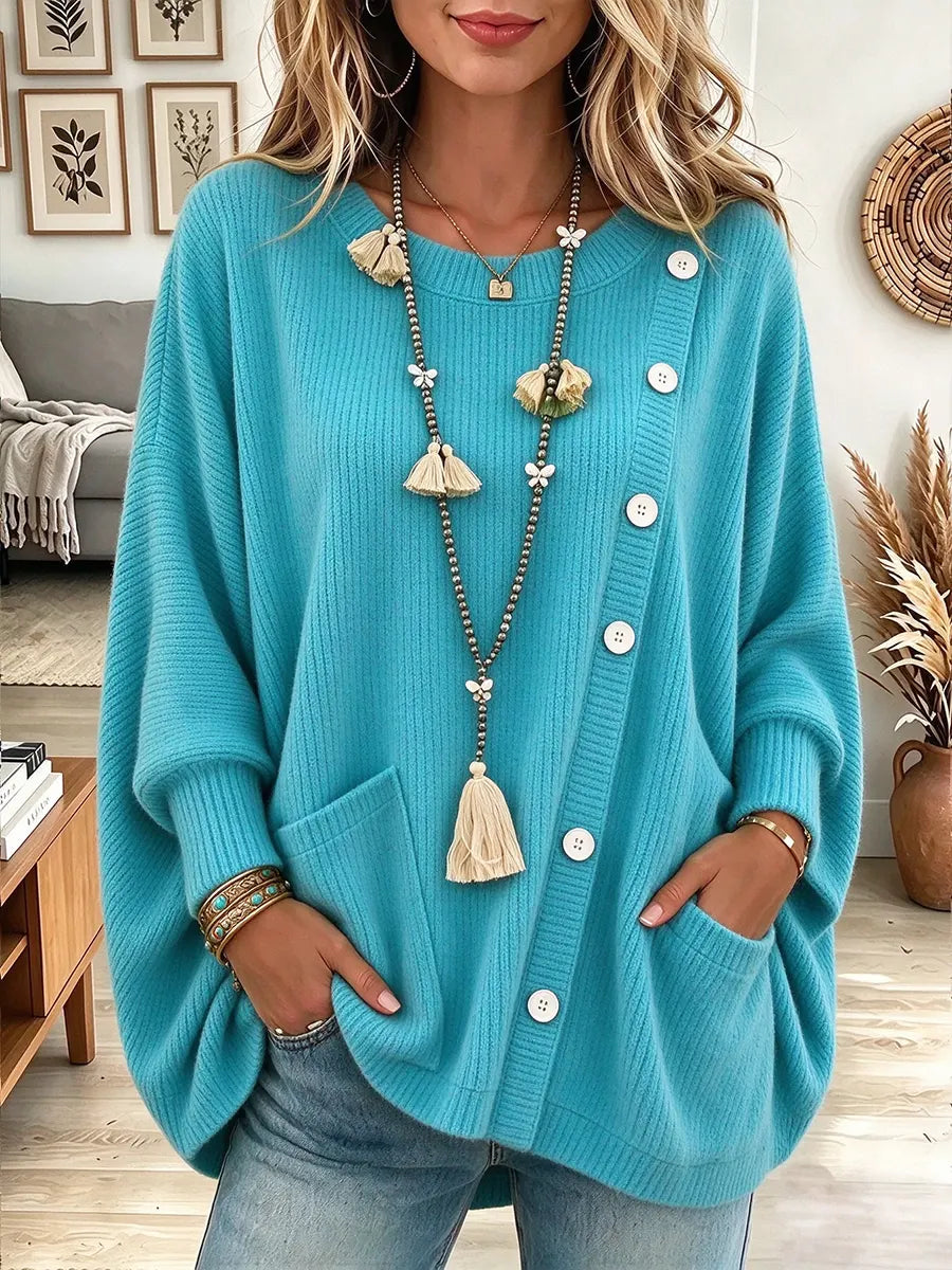 Women's Round Neck Ribbed Knit Sweater