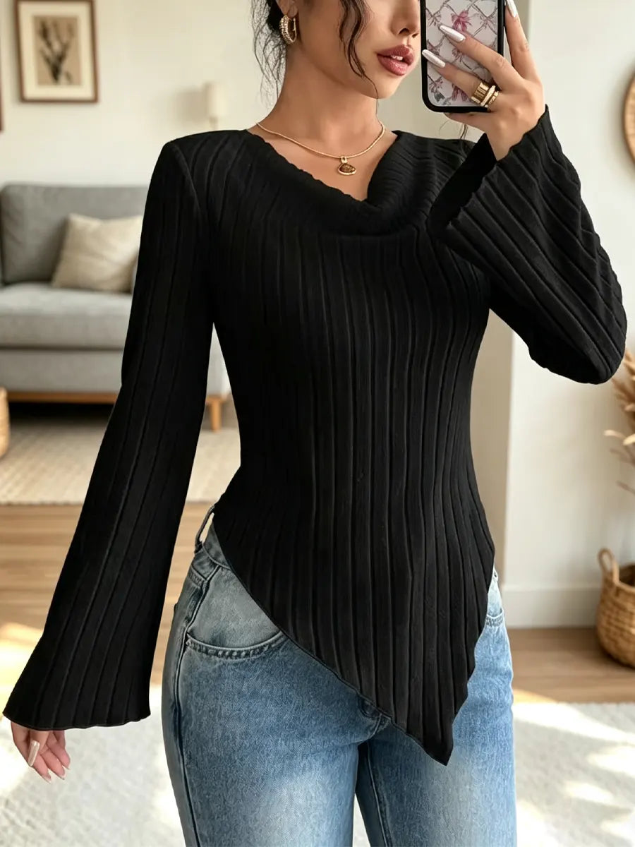 Retro Cowl Neck Art Casual Stylish Long Sleeve Shirt