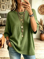 Women's Half-Sleeve Crewneck Knit Sweater