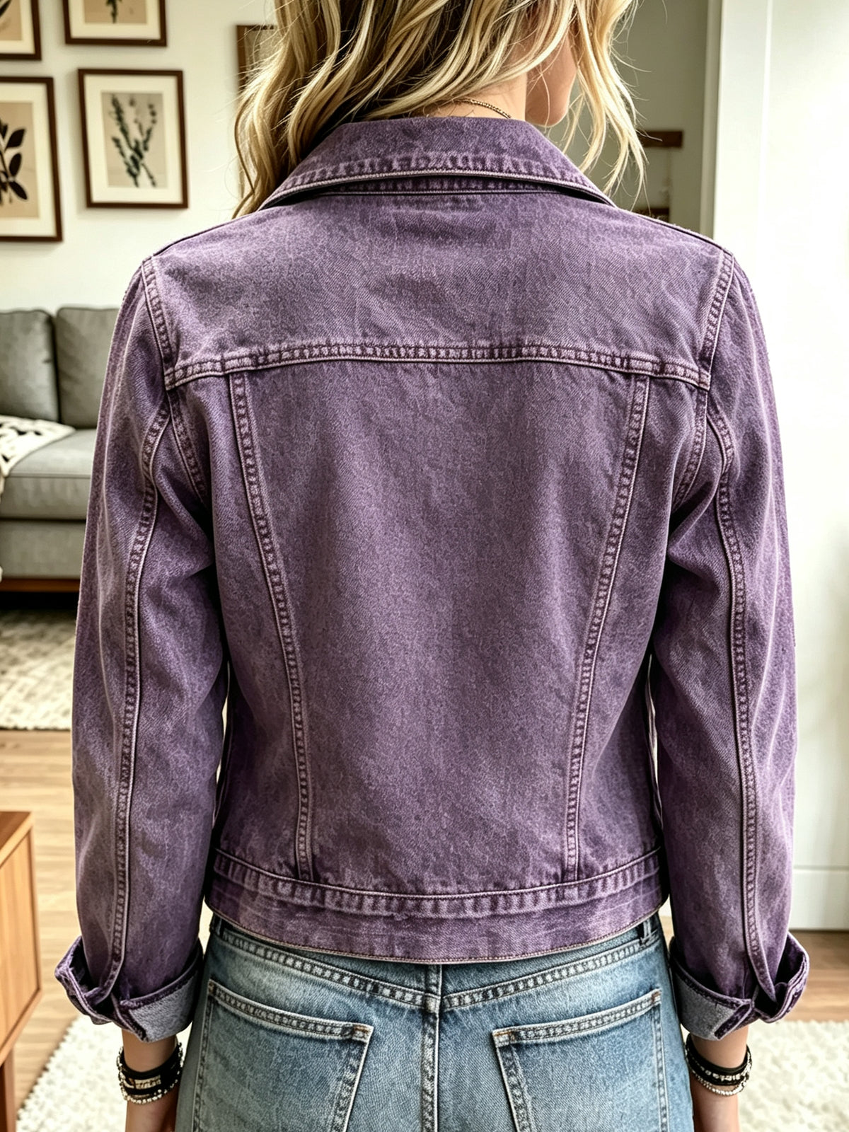 Women's 3D Floral Print Denim Jacket