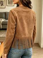 Retro Western Fringe Art Casual Stylish Long Sleeve Cardigan Coat