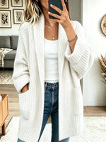 Women's Shawl Collar Ribbed Knit Long Cardigan