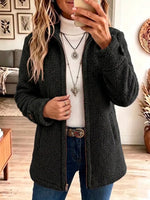 Retro Fleece Art Casual Stylish Long Sleeve Zip Coat