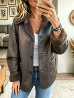 Women's Faux Leather Shearling Lined Jacket