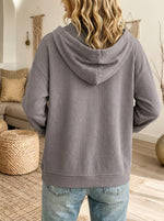 Women's Snap-Button Waffle Knit Hooded Shacket