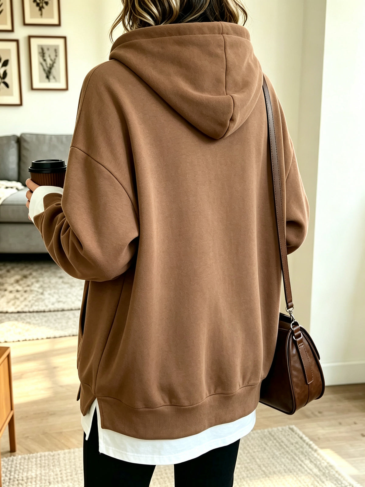 Women's Layered Drawstring Pullover Hoodie