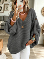 Women's Button V-Neck Knit Sweater