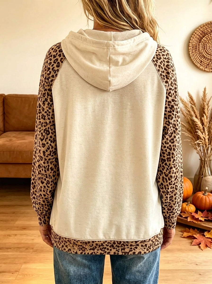 Women's Leopard Raglan Stacked Pumpkin Floral Hoodie