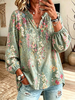 Women's Garden Floral Button-Down Blouse