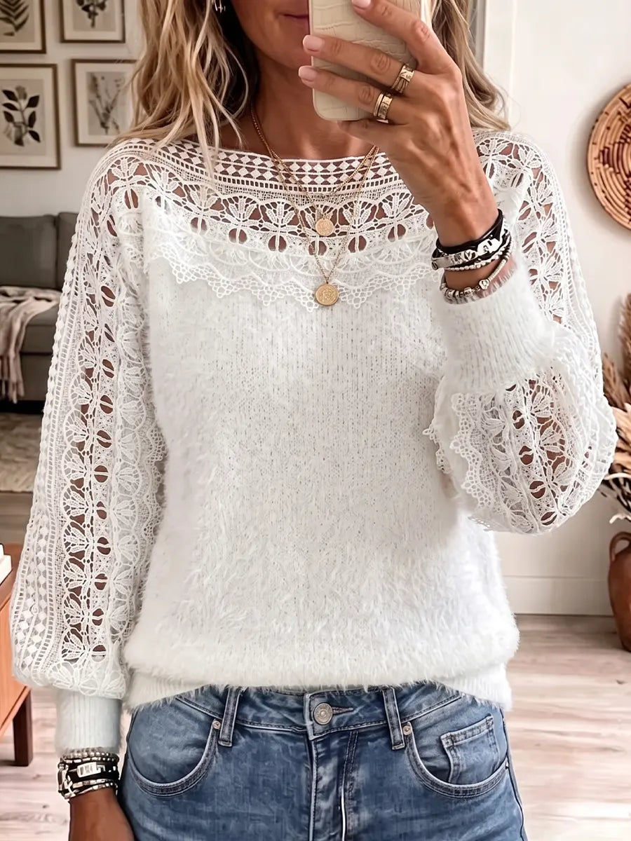 Vintage Elegant Patchwork Openwork Sweater