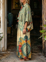 Women'ssolid Magenta Oversized Shirt & Patchwork Floral Wide Leg Pants Boho 2 Piece Set