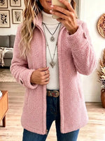 Retro Fleece Art Casual Stylish Long Sleeve Zip Coat