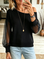 Women's Off-the-Shoulder Sheer Sleeve Knit Top
