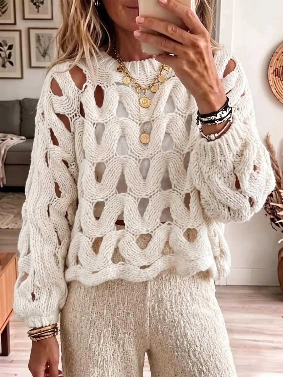 Vintage Elegant Patchwork Openwork Sweater