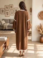 Women's Braided Trim Tassel Knit Maxi Dress