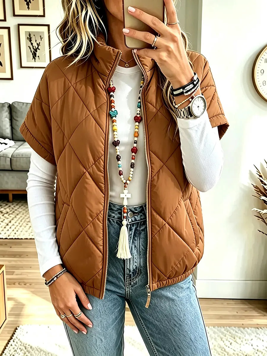 Women Stand-collar Short-sleeve Vest