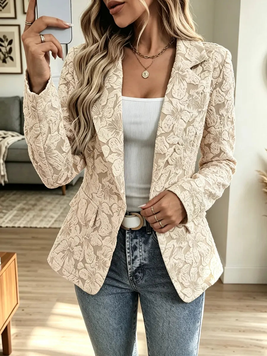 Retro Floral Pattern Art Casual Stylish Long Sleeve Blazer Coat