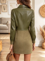 Vintage Chic Patchwork Lapel Art Casual Stylish Long Sleeve Mini Dress