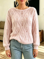 Elegant Hollow Pearl Knit Art Casual Stylish Long Sleeve Sweater
