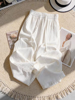 Women's Solid Color Art Casaul Linen Blend Pants