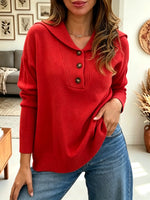 Women's Sailor Collar Henley Pullover Sweater