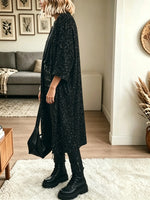 Women's Sequin Embellished Longline Kimono Duster