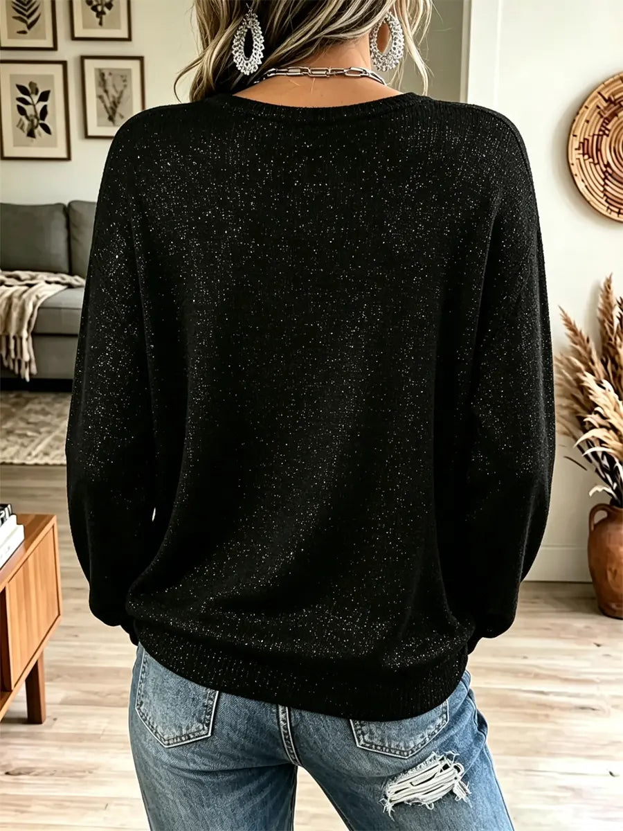 Retro Rhinestone Skeleton Pattern Art Casual Stylish Long Sleeve Top