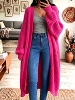 Oversized Long Open Front Knit Cardigan Women Chunky Sweater Coat With Pockets