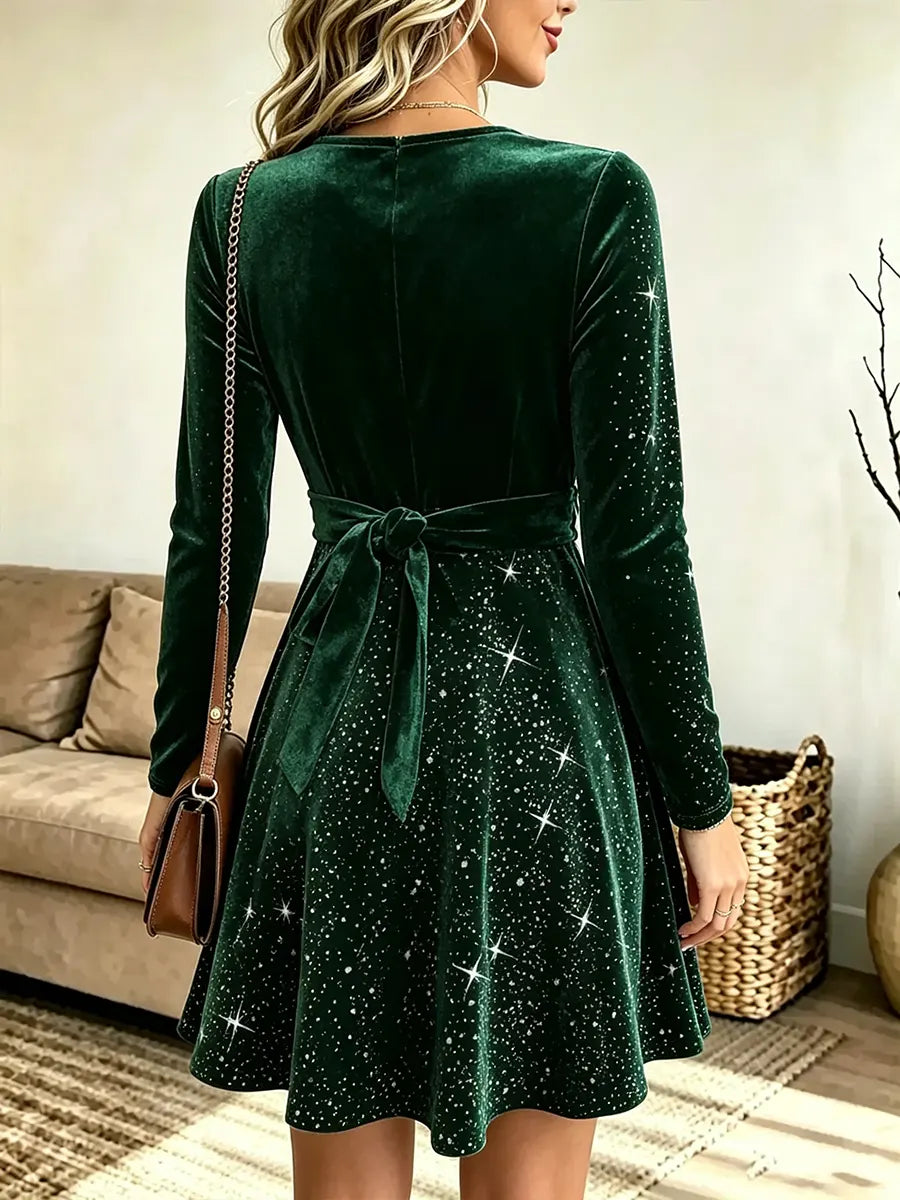 Women's Sexy Bodycon Asymmetrical Sequin V-neck Dress