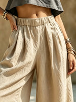 Women's High-Waisted Wide-Leg Linen Pants