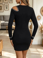 Women's Rhinestone Studded Cutout Bodycon Dress