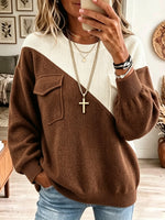 Women's Colorblock Diagonal Knit Pullover Sweater
