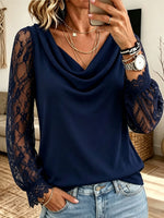 Mustard Velvet Ruffle V‑Neck Long Puff Sleeve Blouse