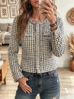 Retro Chic Classic Plaid Art Casual Stylish Long Sleeve Short Coat