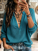 Vintage Elegant Waffle-knit Shirt