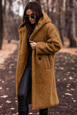 Hooded Long Teddy Coat Oversized Fleece Warm Winter Sherpa Overcoat