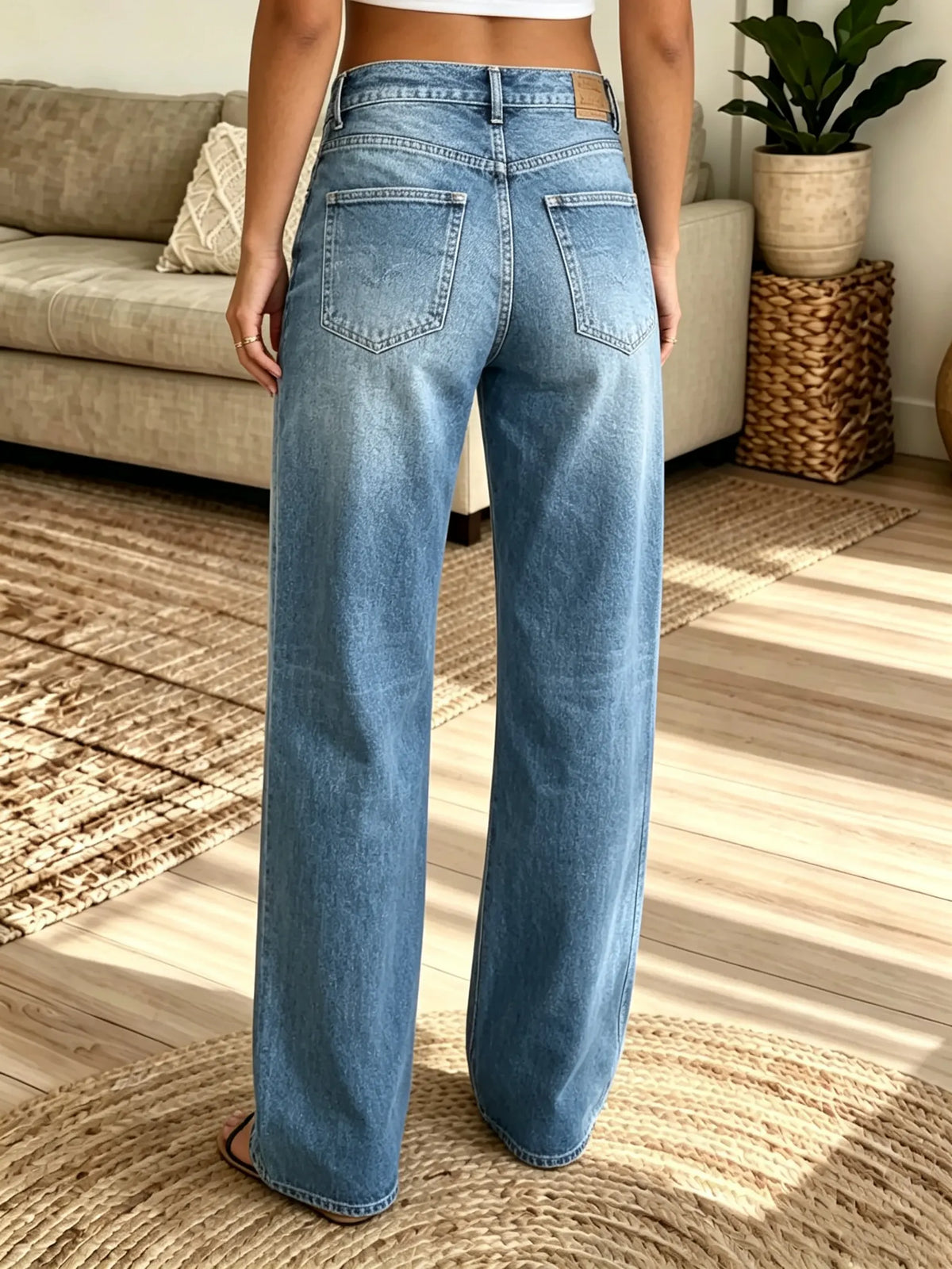 Women's Vintage Washed Loose-Fit Straight Jeans